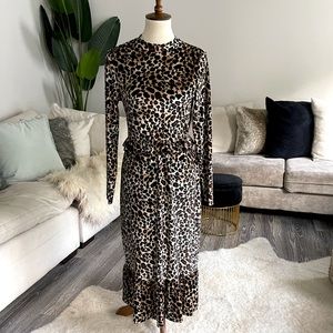 Open back velvet animal print dress